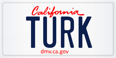 CA license plate TURK