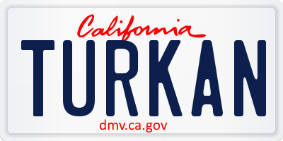 CA license plate TURKAN