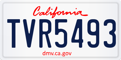 CA license plate TVR5493