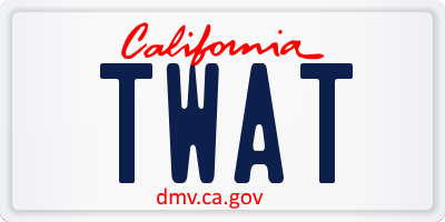 CA license plate TWAT