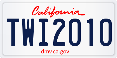 CA license plate TWI2010