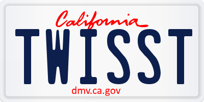 CA license plate TWISST