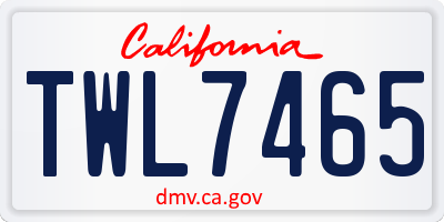 CA license plate TWL7465