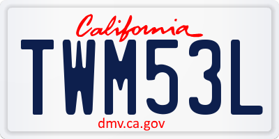 CA license plate TWM53L