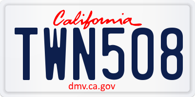 CA license plate TWN508