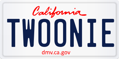 CA license plate TWOONIE