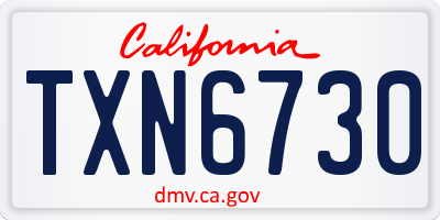 CA license plate TXN6730