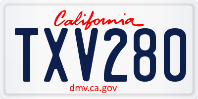 CA license plate TXV280