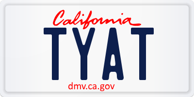 CA license plate TYAT