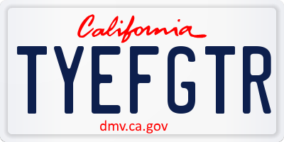 CA license plate TYEFGTR