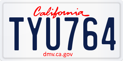 CA license plate TYU764