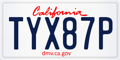 CA license plate TYX87P