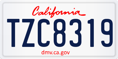 CA license plate TZC8319