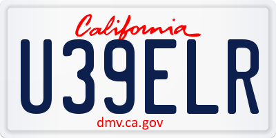 CA license plate U39ELR