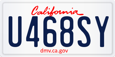 CA license plate U468SY