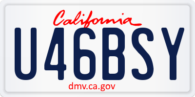 CA license plate U46BSY