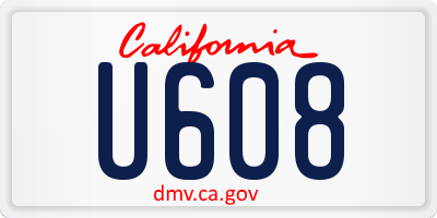 CA license plate U608