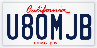 CA license plate U80MJB