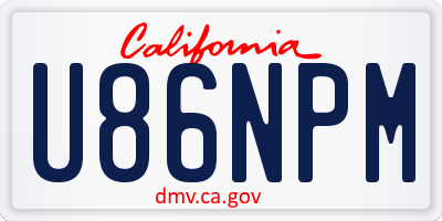 CA license plate U86NPM