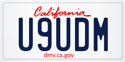 CA license plate U9UDM