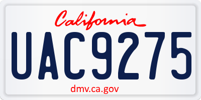 CA license plate UAC9275