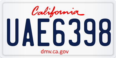 CA license plate UAE6398