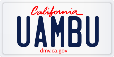 CA license plate UAMBU