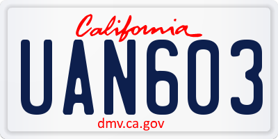 CA license plate UAN603