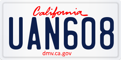 CA license plate UAN608