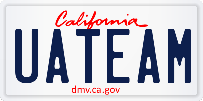 CA license plate UATEAM