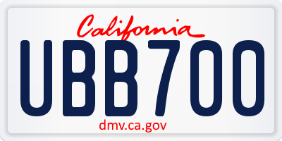 CA license plate UBB700