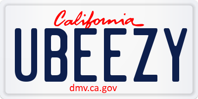 CA license plate UBEEZY