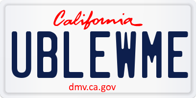 CA license plate UBLEWME