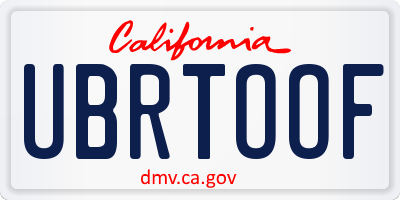 CA license plate UBRTOOF