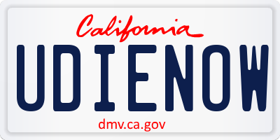 CA license plate UDIENOW