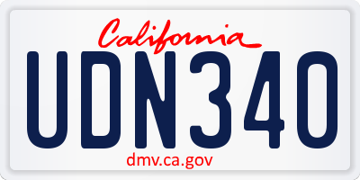 CA license plate UDN340