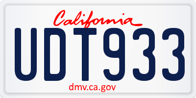 CA license plate UDT933