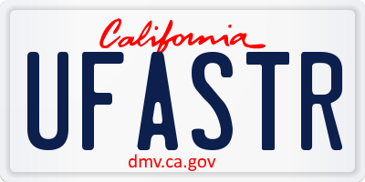 CA license plate UFASTR