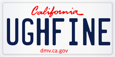 CA license plate UGHFINE