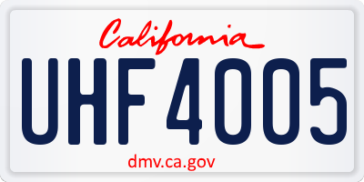 CA license plate UHF4005