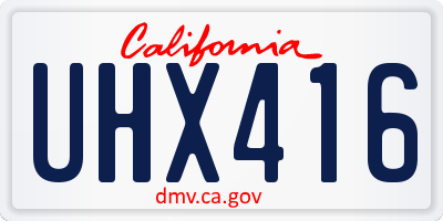 CA license plate UHX416