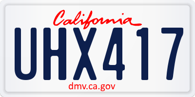 CA license plate UHX417