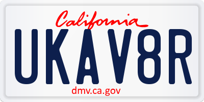 CA license plate UKAV8R