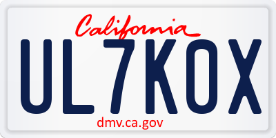 CA license plate UL7K0X