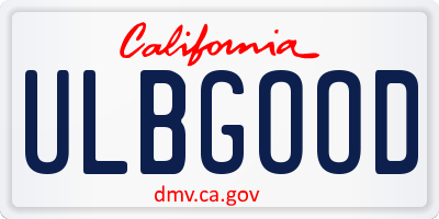 CA license plate ULBGOOD