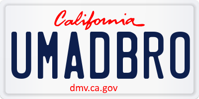 CA license plate UMADBRO