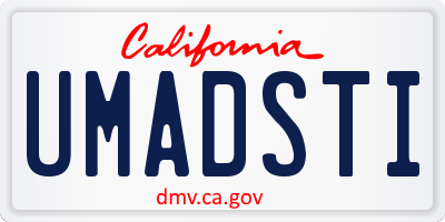 CA license plate UMADSTI