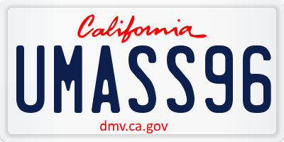 CA license plate UMASS96