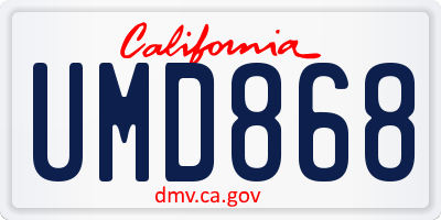 CA license plate UMD868