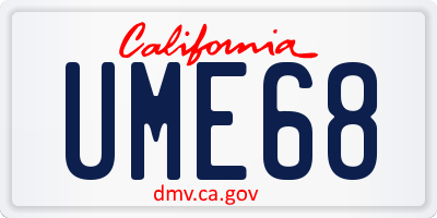 CA license plate UME68